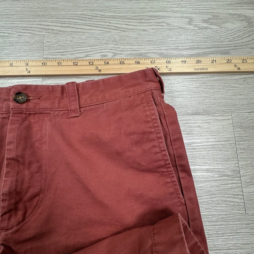 J.Crew Mens Shorts Gramercy Chino Red 33 Flat Front Cotton Casual Classic Modern